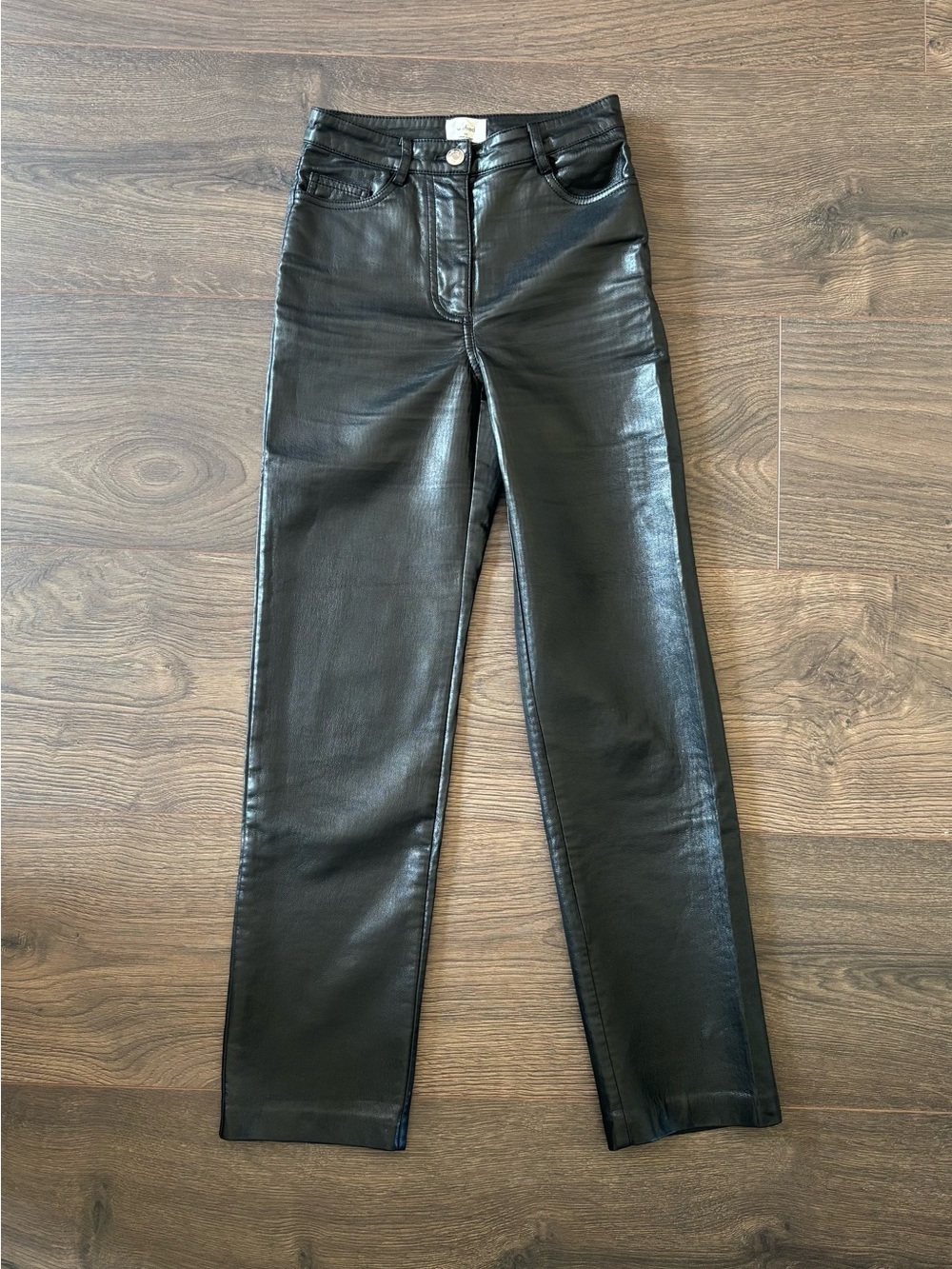 Aritzia Wilfred black leather wide-leg pants